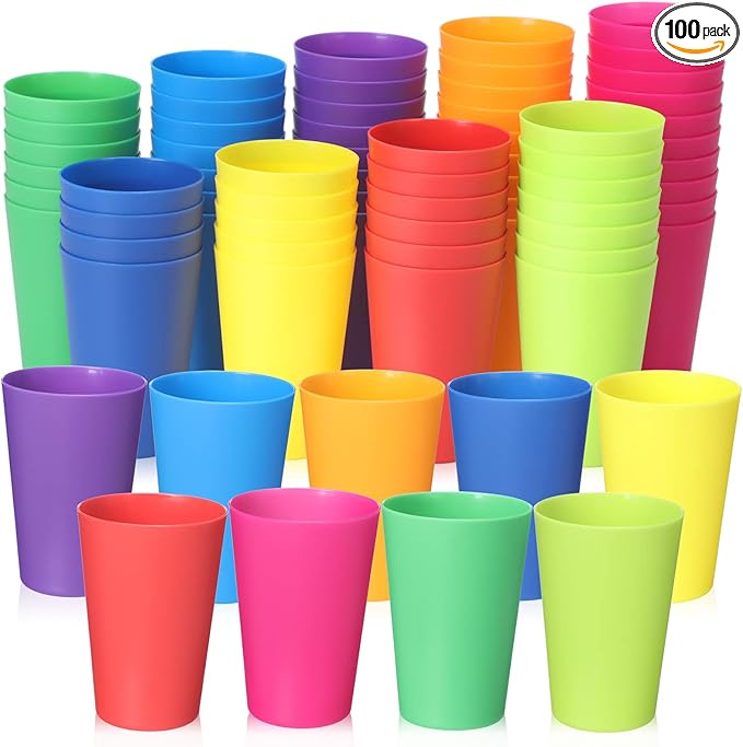 Yahenda 100 Pack 5.5 oz Kids Plastic Cups Reusable Toddler Cups by Yahenda