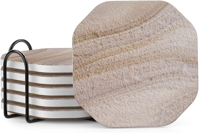 UMIRRO Absorbent Ceramic Stone Coasters Set of 6 by Umirro