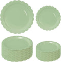 50 Pcs Sage Green Scalloped Paper Plates 25 × 7'' and 25 × 9'' Disposable Sage by FALIZIFU
