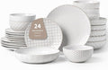 FOBENTA 24-Piece Ceramic Dinnerware Set, Large Plates and Bowls Set by FOBENTA