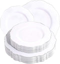 60pcs Silver Plastic Plates-Baroque White &Silver Plates by WDF