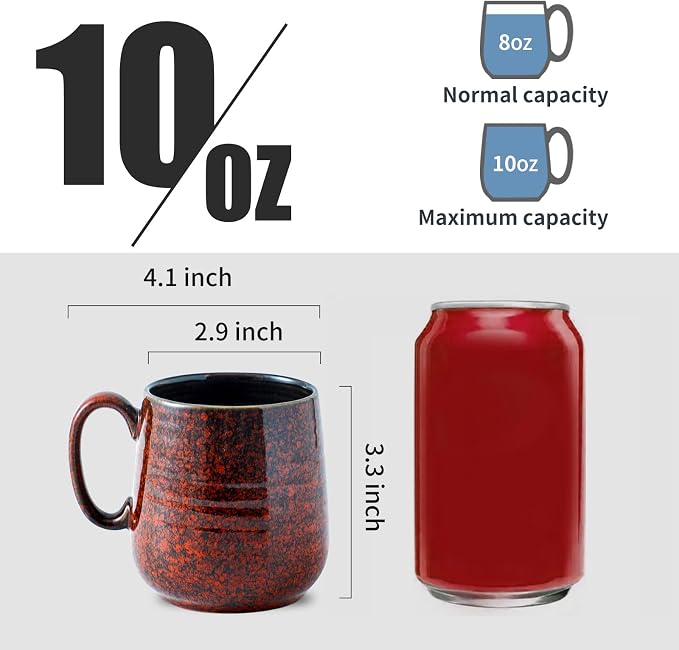 HASENSE Ceramic Coffee Mugs Set of 4, 8 oz Small Coffee Cups, Porcelain Mug - Image 3