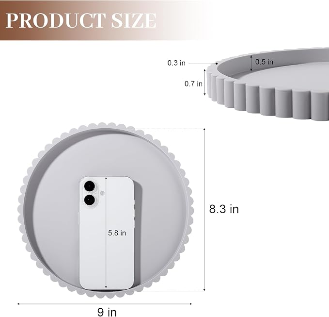 Round Bathroom Tray Perfume Organizer Coffee Table Decor, Heat-Resistant - Image 6