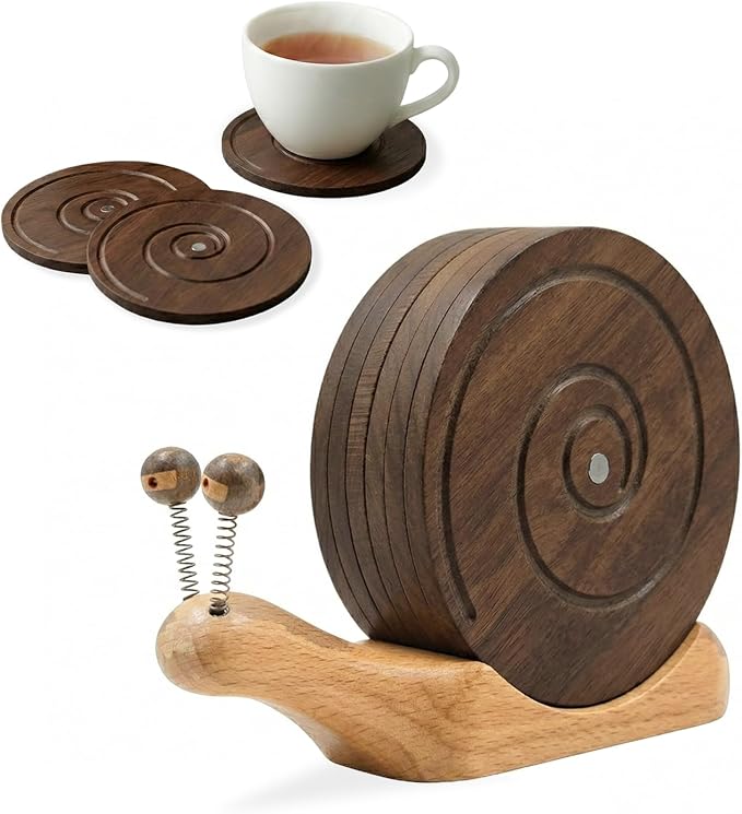 Snail Wooden Coaster Set by BEEBUZ