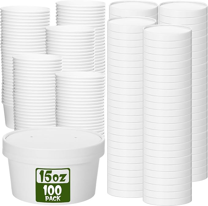 Fulmoon 100 Pack Paper Soup Containers by Fulmoon