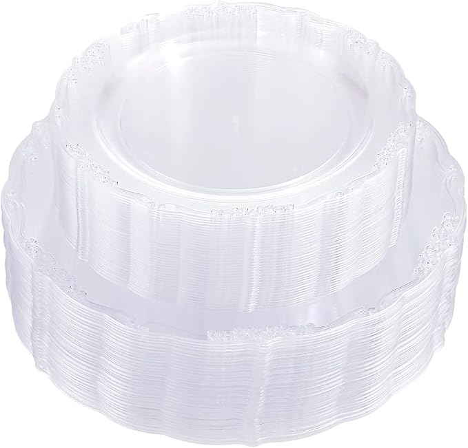 U-QE 100 Pieces Clear Plastic Plates by U-QE