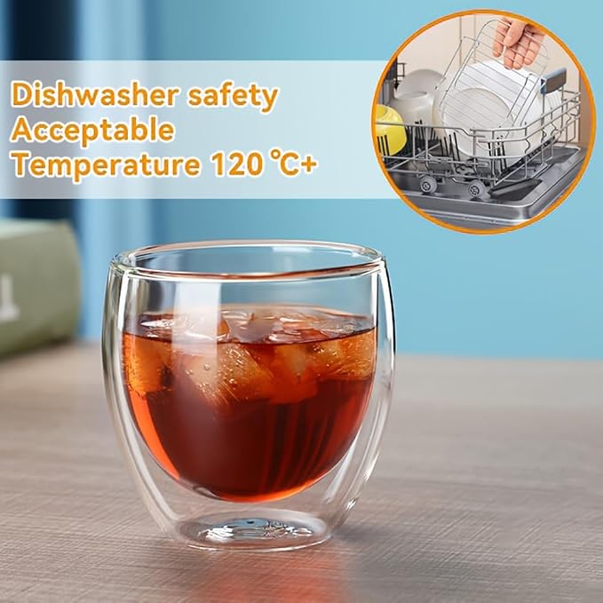 Double Wall Expresso Cups, 3 Ounce Glass Coffee Mugs | Small Insulated Clear - Image 6