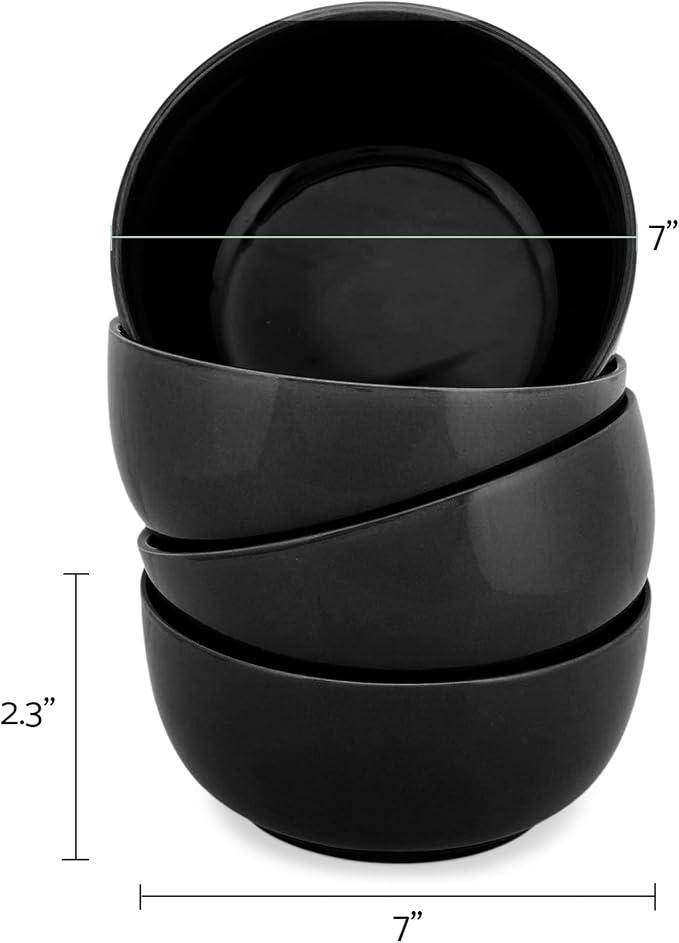 Elanze Designs Bistro Glossy Ceramic 7 inch Dinnerware Bowls Set of 4 - Image 3