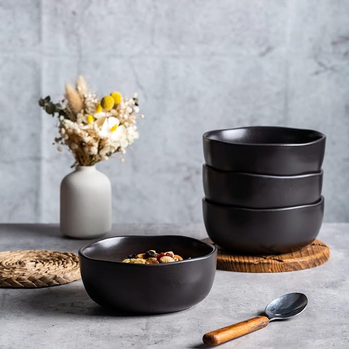 AmorArc Stoneware Cereal Bowls for Kitchen, 28oz Large Ceramic Soup Bowls Set - Image 2