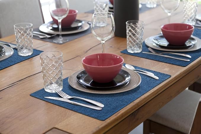 Faux Cotton Linen Placemats Set of 8, Cloth Washable Farmhouse Dining Table Mats - Image 8