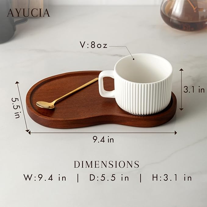 Tea Cups and Saucers Set of 2, 8OZ Cappuccino Cups - Image 7