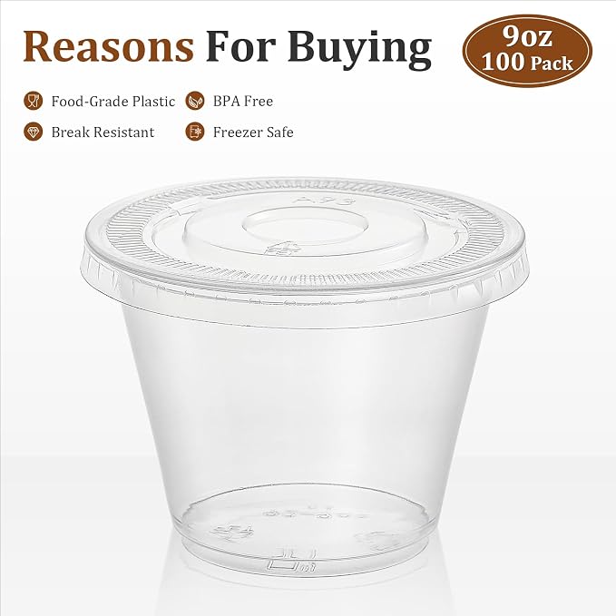 AOZITA 100 Sets, 9 oz Clear Plastic Cups - Image 2