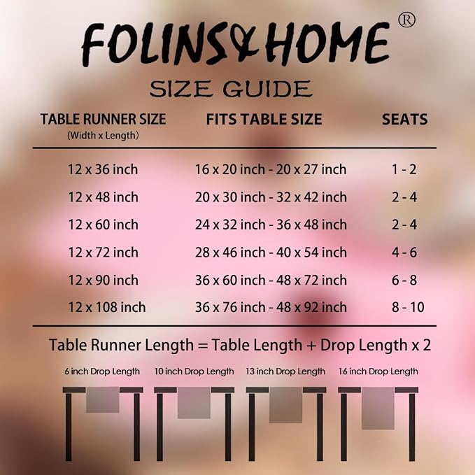 FOLINS&HOME Pink Waterproof Decorative Table Runner 36 Inches Long | 210GSM - Image 6