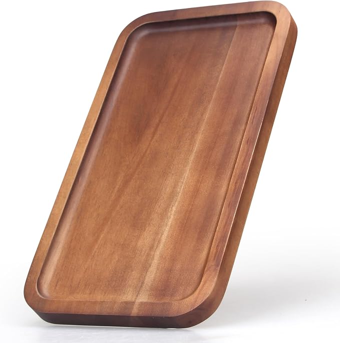 Acacia Wood Serving Tray Decor Small Cheese Charcuterie Boards Wooden Plate | by Ayiaren