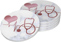 Nurse Doctor Heart Stethoscope Coasters Set of 4, Absorbent Ceramic Drink by Unknown