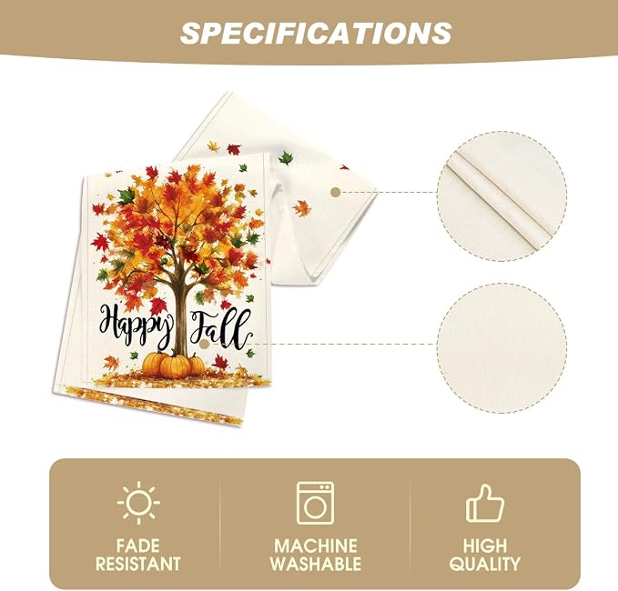 Artoid Mode 210 GSM Fall Table Runner 13x48 Inch Home Party Decor | Maple Tree - Image 5