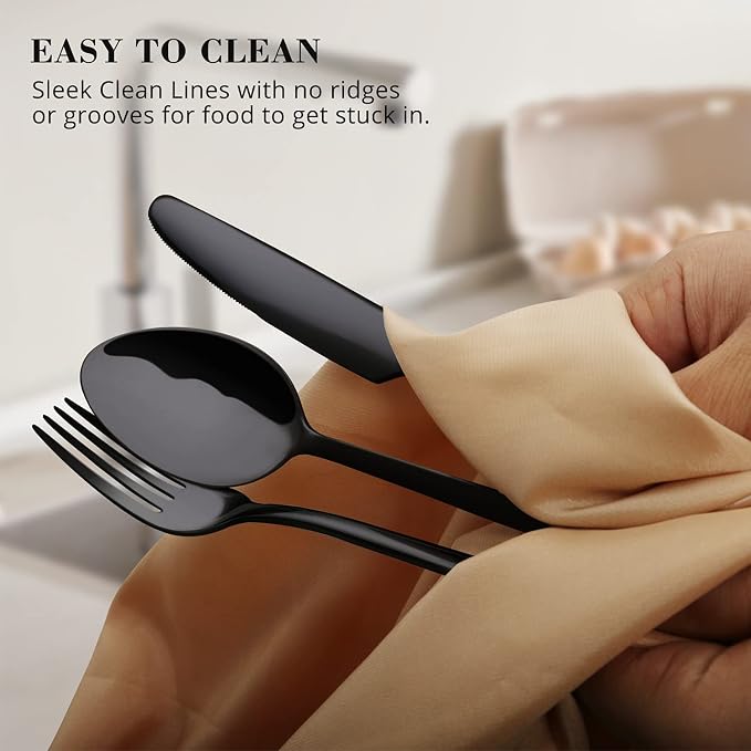 Black Silverware Set, 20-Piece Flatware Set - Image 5