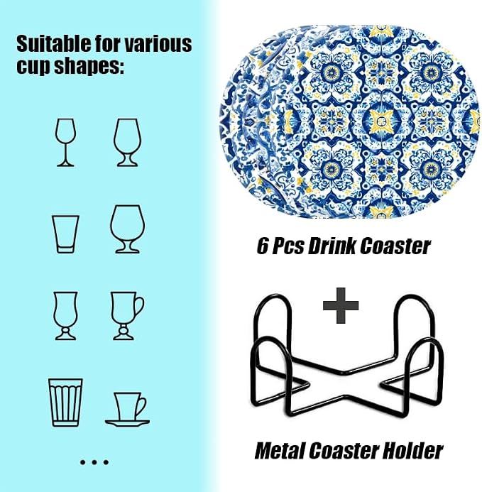 Set of 6 Coasters for Drink, Modern Bohemian Style, Housewarming Gift, Home - Image 3