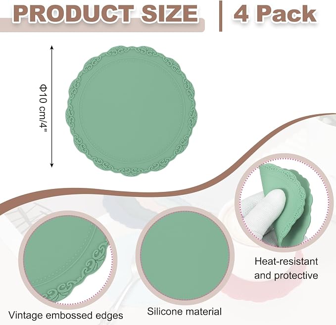 uxcell Set of 4 Round Silicone Coaster - Image 2