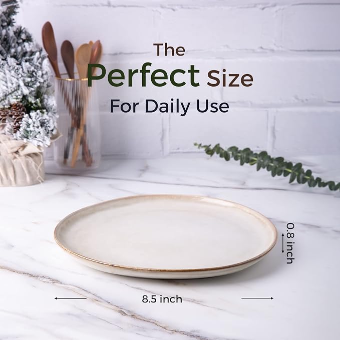 AmorArc Ceramic Plates Set of 6, 8.5 Inch Stoneware Small Dinner Plates Set | - Image 2