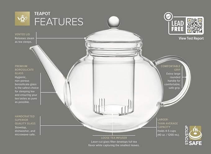 Teabloom Stovetop & Microwave Safe Glass Teapot - Image 4