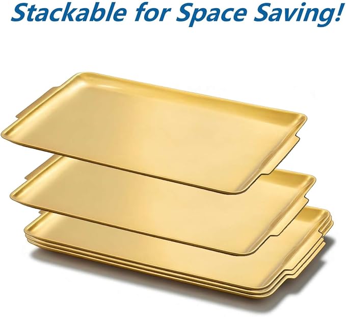 16.3" x 11" Large Serving Platters, Stainless Steel Heavy-Duty Large Serving - Image 9