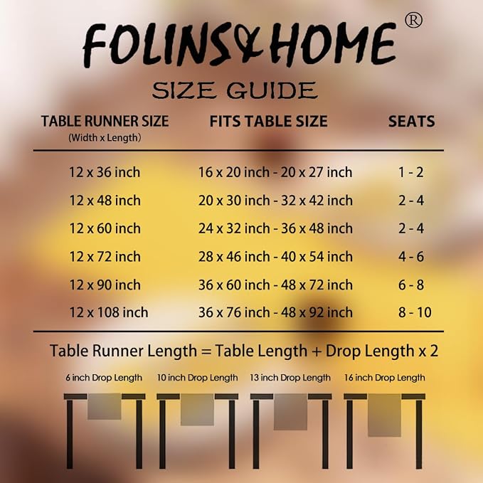 FOLINS&HOME Yellow Waterproof Decorative Table Runner 108 Inches Long | 210GSM - Image 6
