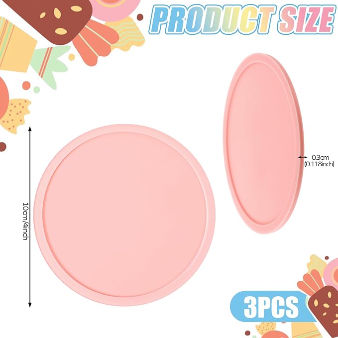 3 PCS Silicone Coasters, Non-Slip Desk Coasters Pink Round Coaster Heat - Image 2
