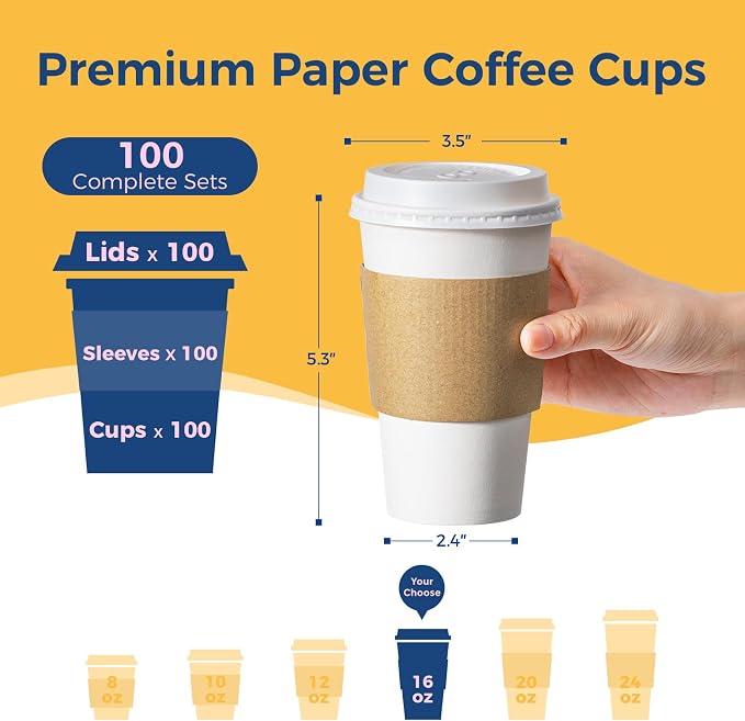 Fit Meal Prep 100 Pack 16 oz Disposable Coffee Cups - Image 2