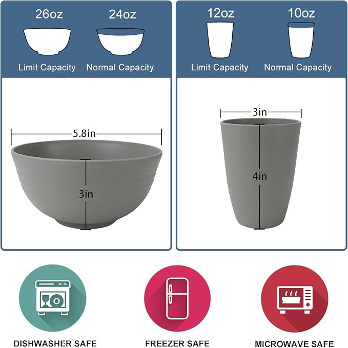 40Pack plates and bowls sets for kitchen - Image 3