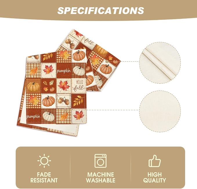 Artoid Mode 210 GSM Fall Table Runner 13x36 Inch Home Party Decor | Plaid - Image 5