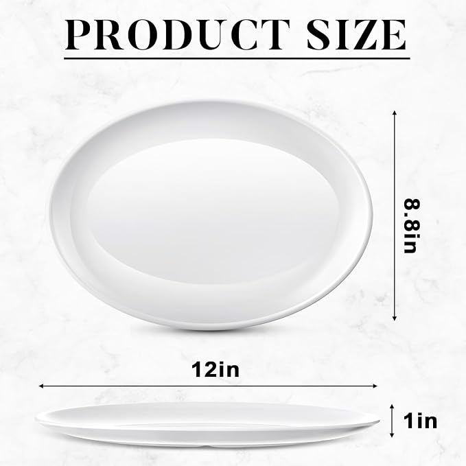 12 Pcs Large Serving Platters Oval Trays White Plates Serving Dish - Image 2