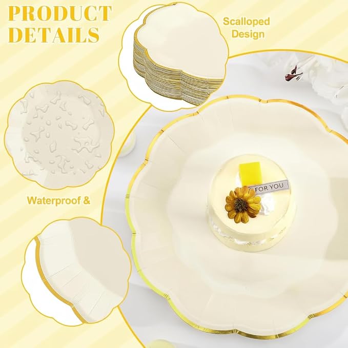 NatNarr 30 Pcs Cream Paper Plates, 7 Inch Ivory New Years Plates - Image 3