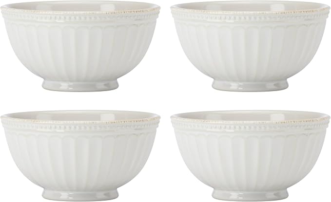 Lenox French Perle Groove White All-Purpose Bowls, Salad Bowl Set by Lenox