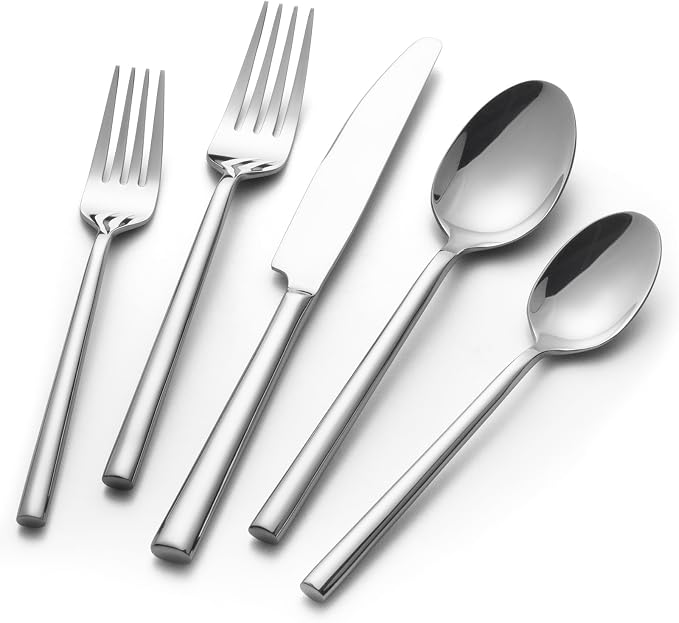 Alata Potter 20-Piece Forged Silverware Set Stainless Steel Flatware Set by Alata