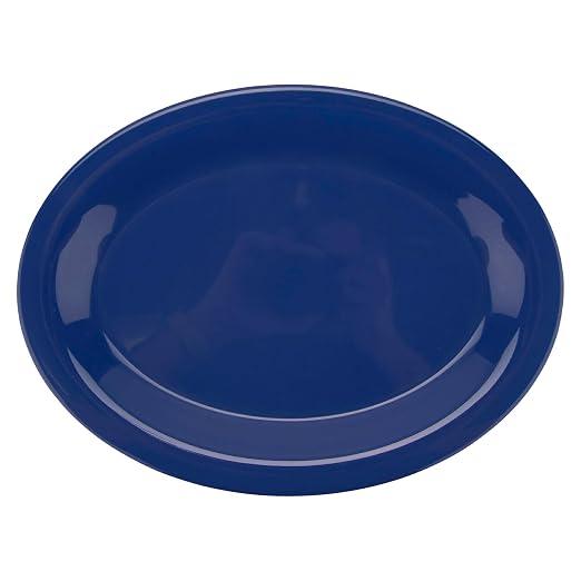 GET OP-120-PB Melamine Oval Serving Platter / Dinner Plate, Peacock Blue | - Image 2
