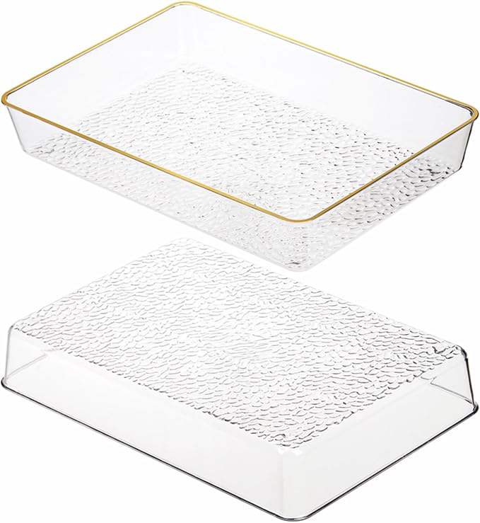 Cididu 4 Pack Clear Serving Trays, Deep Serving Platters Rectangle 12'' x 8'' - Image 3