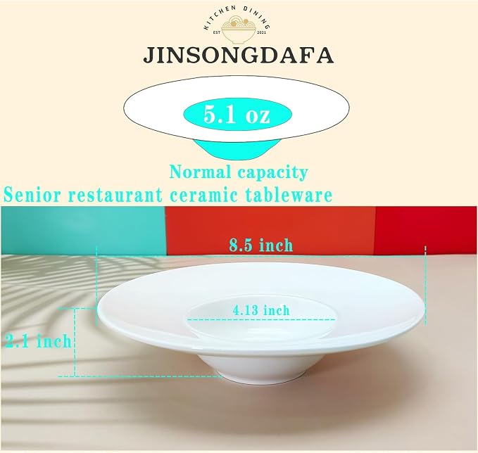Ceramics Rimmed Soup Bowls 5.1 oz, Pasta plates - Image 2