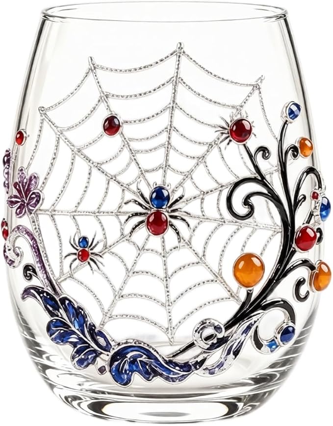Halloween Printed Glass Cup, Ghost Pumpkin Themed Handleless Water Tumbler 15oz - Image 2
