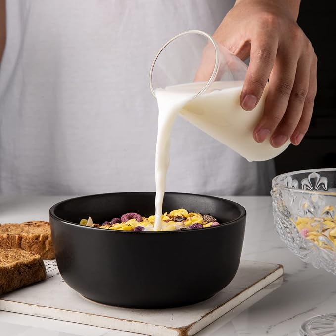 AmorArc Stoneware Cereal Bowls Set of 6, 26oz Soup Ceramic Bowls Set | Modern - Image 2