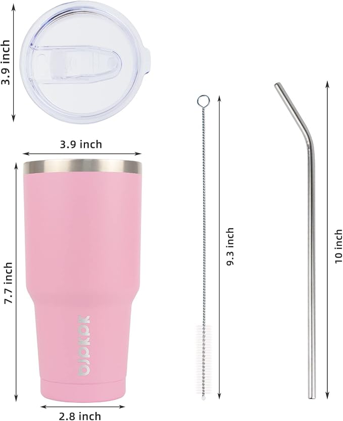 BJPKPK 30 oz Tumbler with Lid and Straw, Insulated Stainless Steel Cup | Double - Image 3
