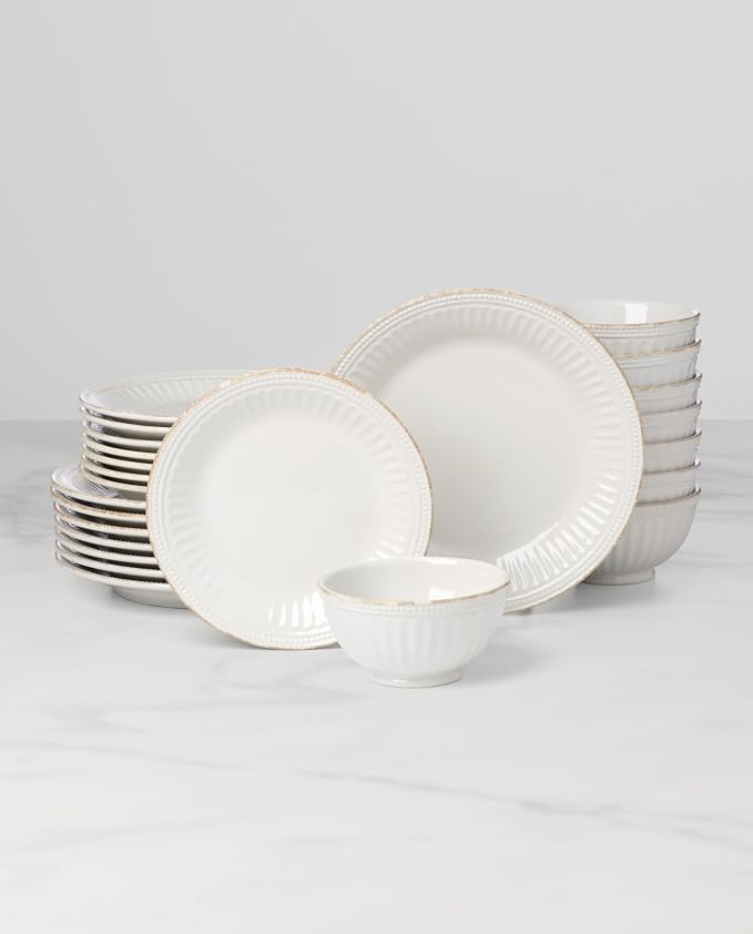 Lenox French Perle Groove White Stoneware 24-Piece Dinnerware Set - Image 5