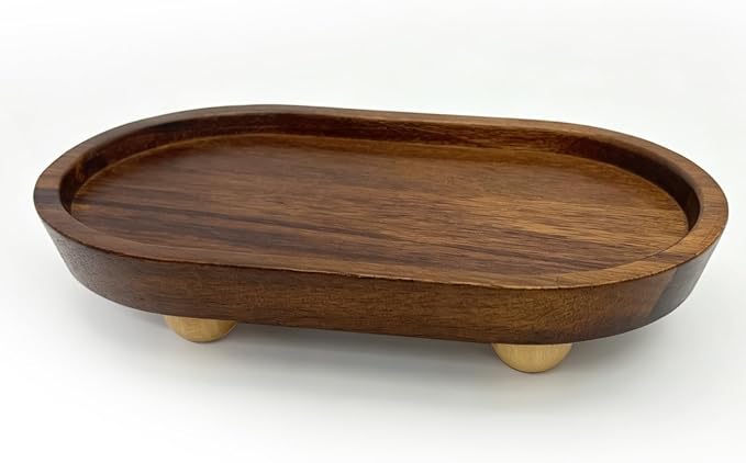 Small Wooden Riser, Oval 7.8x4.6inch Tray by LoXuiie