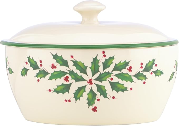 Lenox Holiday Porcelain Covered Christmas Casserole Dish | by Lenox