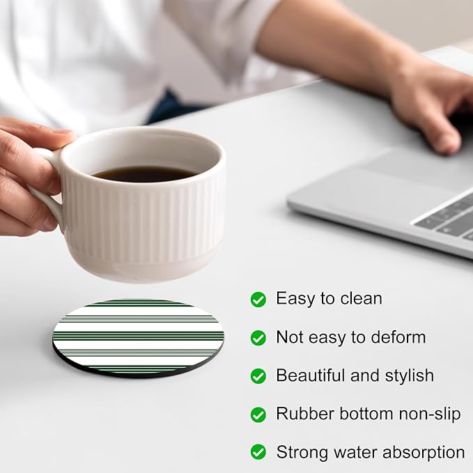 Black Striped Coasters Set of 4, Absorbent Coasters - Image 4