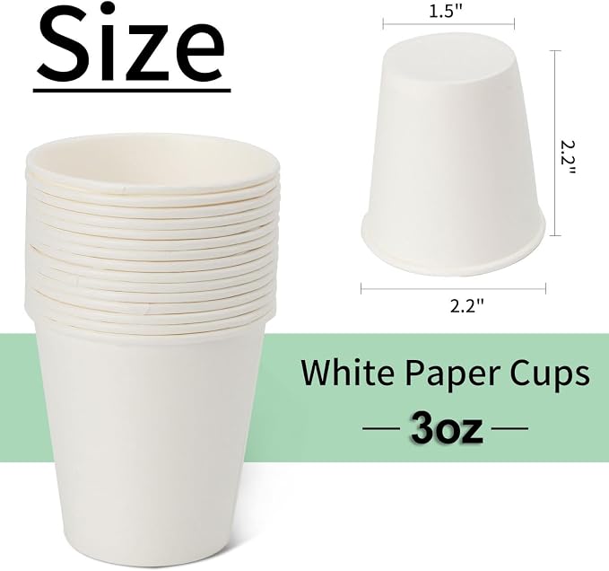 METAPRINT 300 Count 3 oz Disposable Mouthwash Cups, Small Paper Cups, Bathroom - Image 4