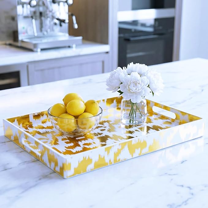 White & Gold Glitter Abstract Serving Tray - Image 7