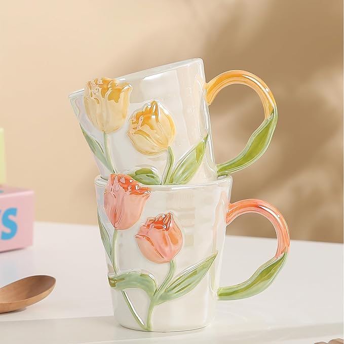 Hand Drawn Ceramic Coffee Mug 11.8Oz, Personalized Cute Tea Cup - Image 5