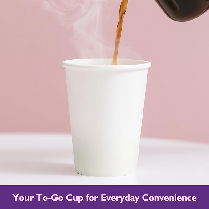 16 oz White Paper Coffee Cups, Disposable Hot Drink Cups - Image 5