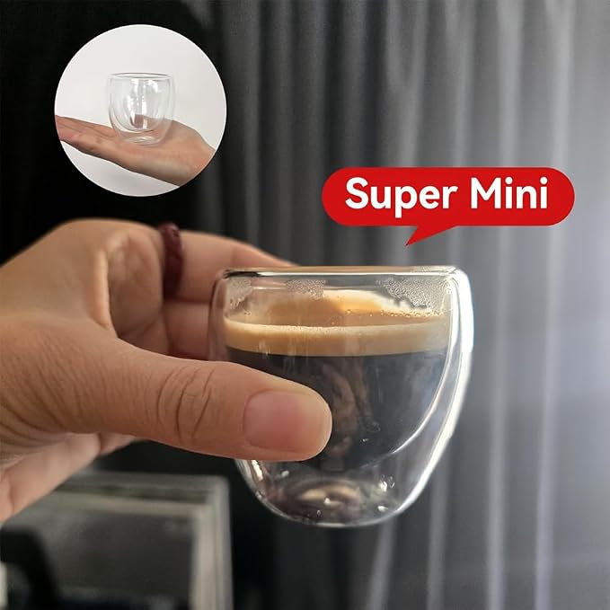 Double Wall Expresso Cups, 3 Ounce Glass Coffee Mugs | Small Insulated Clear - Image 4